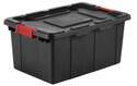 15-Gallon Black Industrial Tote With Racer Red Latches