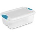6 Qt Clear Latch Box with White Lid and Blue Aquarium Latches