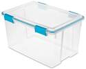 54-Quart Clear Gasket Box Storage Tote With Blue Aquarium Latches And Gasket