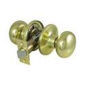 Door Knob, 1/4 In Strike, Metal, Polished Brass