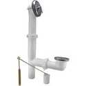 Bath Drain Assembly, Plastic, White, Polished Chrome