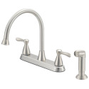 Stainless Steel 2-Handle Kitchen Faucet with Side Spray