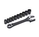 Pass-Thru X6 Black Oxide Adjustable Wrench And Spline Socket Set 11-Piece