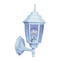Outdoor Wall Lantern, 120 V, 60 W, A19 or CFL Lamp, Aluminum Fixture, White