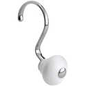 12-Pack White And Chrome Shower Curtain Hooks