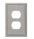 Metro Line Brushed Nickel Cast Metal 1-Gang Outlet Wall Plate