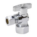 Stop Valve, 5/8 x 3/8 In Connection, Compression, 125 PSI Pressure, Brass Body