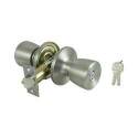 6-Way Adjustable, Tubular Entry Knob Set, 1-3/8 To 1-3/4 In Thick Door, Brass