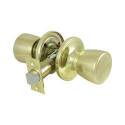 Door Knob, 1/4 In Strike, Metal, Polished Brass