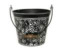 8-Inch Charcoal Vintage Floral Planter With Handle 