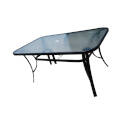 38 x 60-Inch Steel Glass Top Table