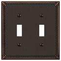 Imperial Bead Aged Bronze Cast Metal 2-Toggle Wall Plate