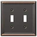 Chelsea Aged Bronze Steel 2-Toggle Wall Plate