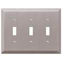 Century Brushed Nickel Steel 3-Toggle Wall Plate