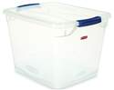 30-Quart Clear Storage Tote With Blue Latching Handles