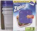 32-Ounce Ziploc Disposable Square Reusable Food Storage Container, 3-Pack
