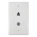 White Flush Mount Ethernet And Coax Wallplate