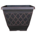 16-Inch Brown Textured Square Garden Planter