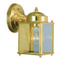 Outdoor Wall Lantern, 120 V, 60 W, Steel Fixture, Polished Brass Fixture