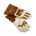 ForneyHide 53410 Welding Gloves, L, Gauntlet Cuff, Reinforced Crotch Thumb, 12-5/8 In L, Brown/White