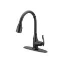 Black Single Handle Pull-Down Kitchen Faucet