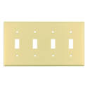 Standard-Size Wallplate, 4-Gang, Thermoset, Ivory