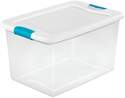 64-Quart Clear/White Plastic Latching Storage Box With Sea Going Latches