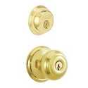 Knob Lockset, Mechanical Lock, Knob Handle, Round Design, Bright Brass, Yes, 1 Grade, Rekeyable