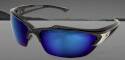 Khor Gloss Black Nylon Frame Safety Glasses With Non-Polarized Blue Mirror Lens