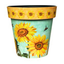 Zest Watercolor Sunflower 8.5-Inch Planter