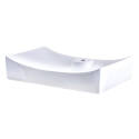 Bright White Porcelain Rectangular Modern Vessel Bathroom Sink With Faucet Hole