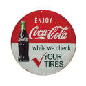 Round Metal Die-Cut Embossed Tin Sign With Bottle 
