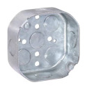 4-Inch X 1-1/2-Inch Deep Silver Octagon Box, 9-Knockout, Steel Housing Material