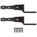 8-Inch Black Hook Screw/Strap Hinge Set