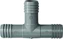 1-Inch Gray Polypropylene Hose Tee Without Clamps
