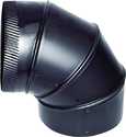 Stove Pipe Elbow, 90 deg Angle, 6 in, 24 Gauge, Steel, Black, Matte
