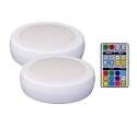 White 150-Lumen LED Color-Changing Adjustable Puck Light, 2-Pack