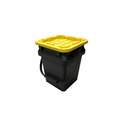 5-Gallon Black Box Tough Bucket With Yellow Lid