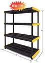 48 x 20 x 55-Inch Black And Yellow Heavy Duty 4-Tier Storage Shelving Unit