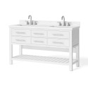 60-Inch Cotton Dual Sink White Vanity With Top