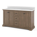 60-Inch Light Oak Dual Sink Portage Vanity With White Stone Top