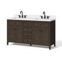 60-Inch Walnut Brown Newry Vanity With White Stone Top