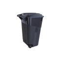 32-Gallon Wheeled Black Trash Can With Lid