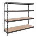71-Inch X 20-Inch X 71-Inch Dark Matte Grey 4-Shelf Boltless Rivet Fiberboard Shelving