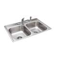 33-Inch Drop-In Stainless Steel 4-Hole Double Bowl Kitchen Sink With Faucet