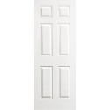 24-Inch X 80-Inch Hollow Core 6-Panel Right Hand Flat Jamb Prehung Interior Door with Satin Nickel Hinges