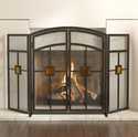 3 Panel Mission Style With Glass Insert Fireplace Screen