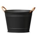 10-Inch Matte Black Modern Farmhouse Washtub Planter With Copper Handles