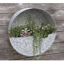 14-Inch Galvanized Round Vertical Wall Planter