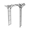 84-Inch X 76-Inch X 26-Inch Black Steel Flat Top Arbor With Finials